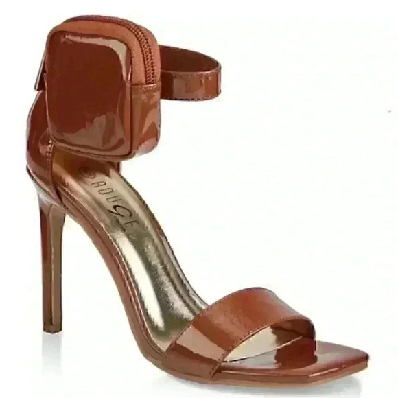 Women's Zip Pouch High Heel Sandals - Chestnut Size 9 - Picture 1 of 3